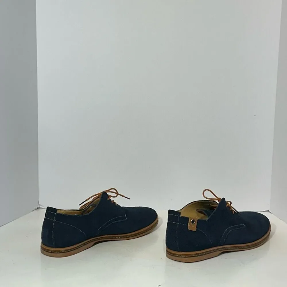 Kunsto Men’s Blue Suede Oford Shoes | Men Size 12